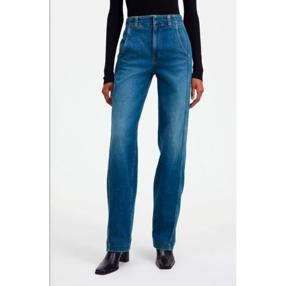 Madewell Womens Tapered Seamed Jeans Calvert Wash Blue High Rise Denim size 30